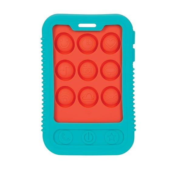 Nuby Giggle Bytes Sensory Popper Teething Toy for Babies and Infants, Coral/Aqua Cellphone