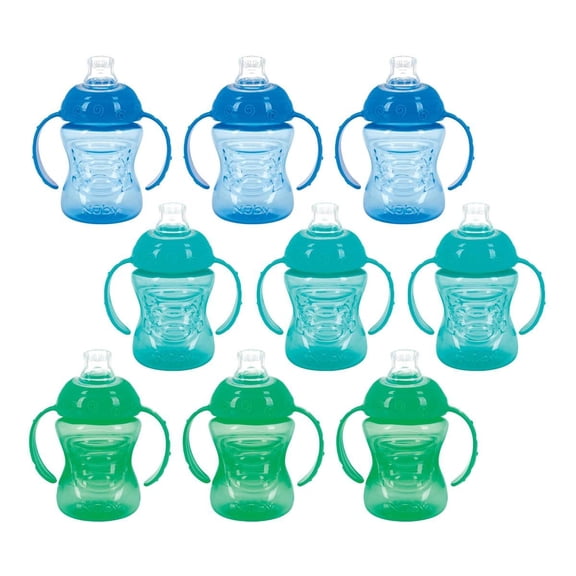 Nuby Grip N' Sip Soft Spout Trainer Cups - Set of 9
