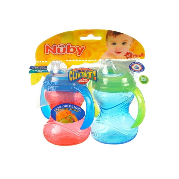 Nuby Grip n’ Sip 2-Pack Sippers (8 oz.) Color: blue/multi Size: one size