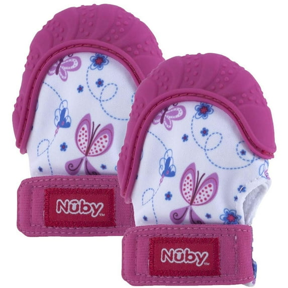Nuby Happy Hands Teething Mitten 2 Pack - Pink