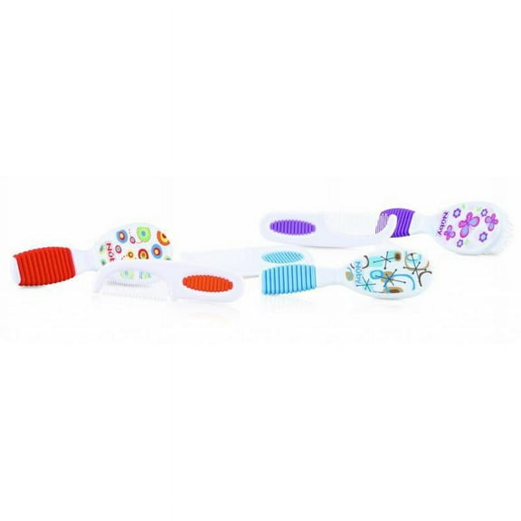 Nuby Hard & Soft Comb & Brush Set - Colors May Vary