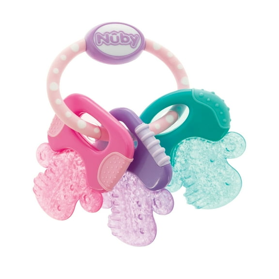 Nuby IcyBite Textured and Soothing Teether for Baby, Multicolor Keys on a Ring