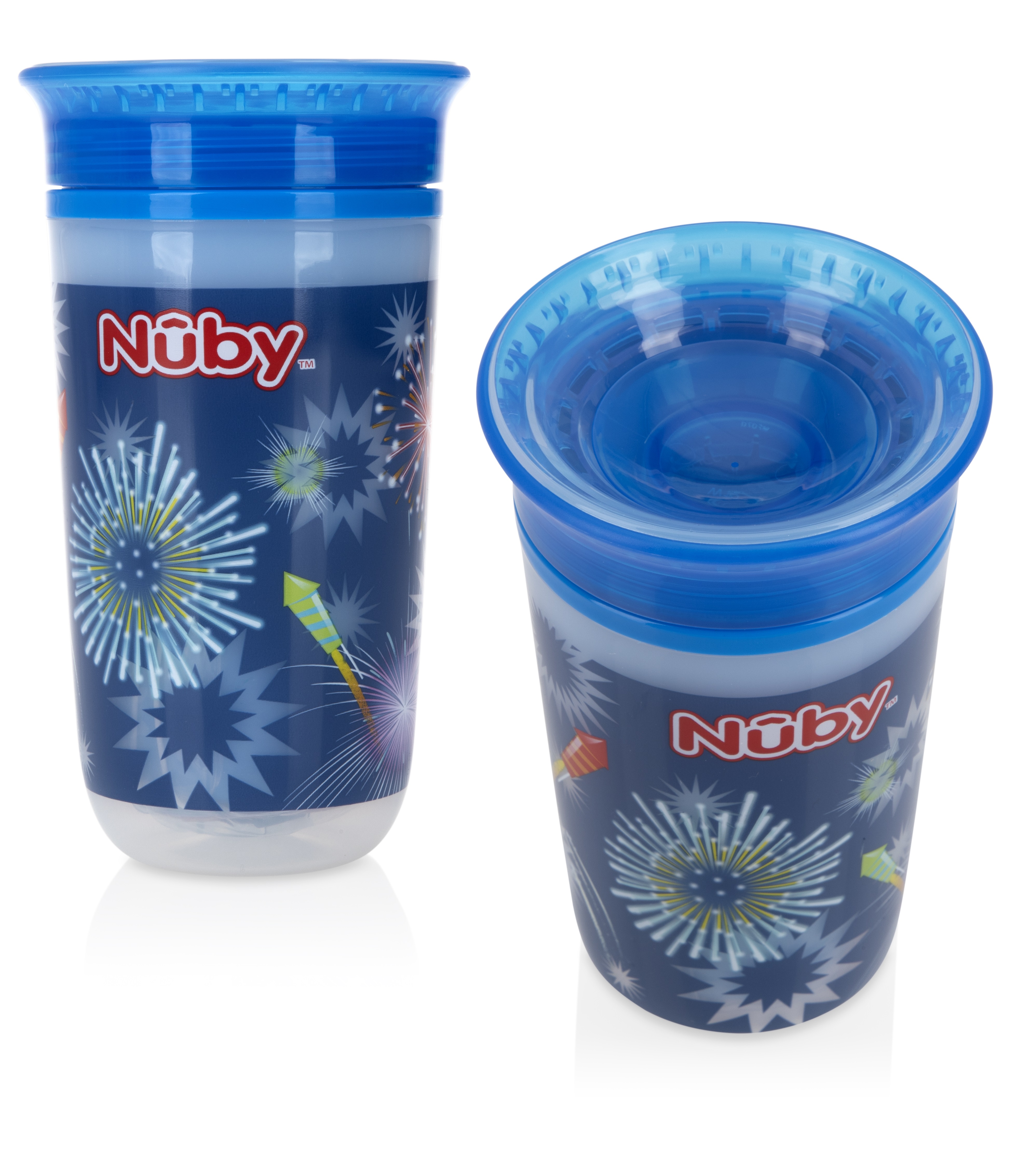 Nuby 360° Insulated Light-Up Wonder Cup – No-Spill & Leak Proof – 12+ Months – Blue/Green