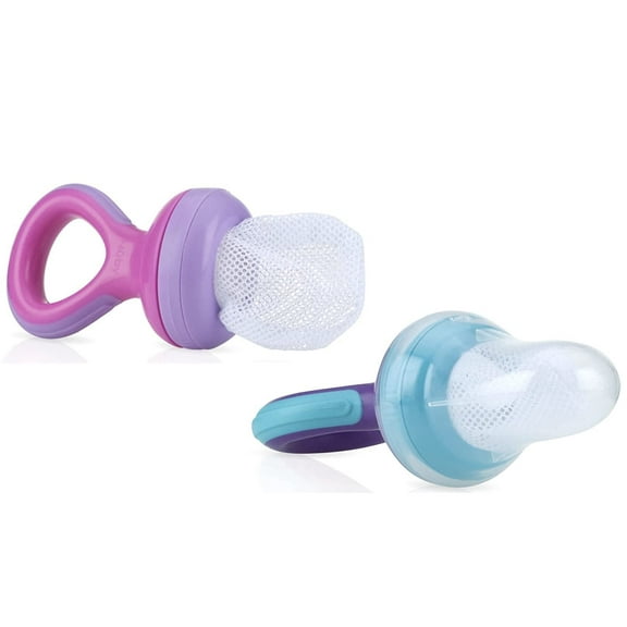Nuby Nibbler Mesh First Soft Foods Feeder, 2pk, Pink/Purple