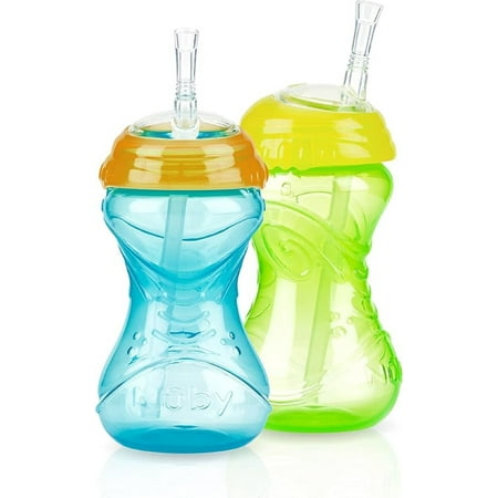 Nuby No-Spill Clik-It Flex Straw Cup, 12 Months Plus Green & Aqua