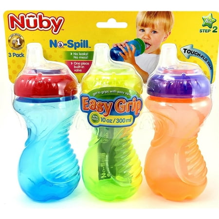 Nuby No Spill Easy Grip 10 Oz Sippy Cups 3 Pack