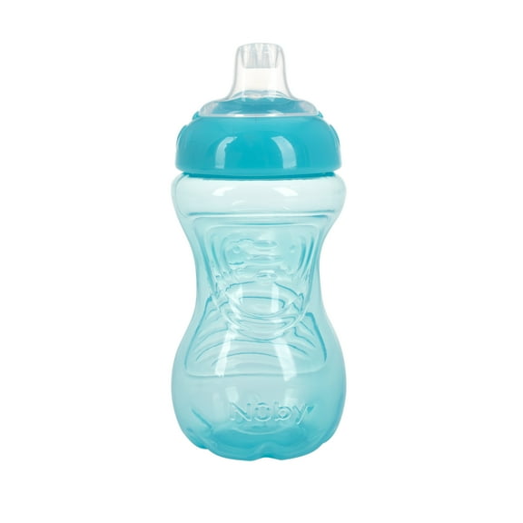Nuby No-Spill Easy Grip Soft Spout Sippy Cup for Babies, 10 fl oz, Aqua Blue