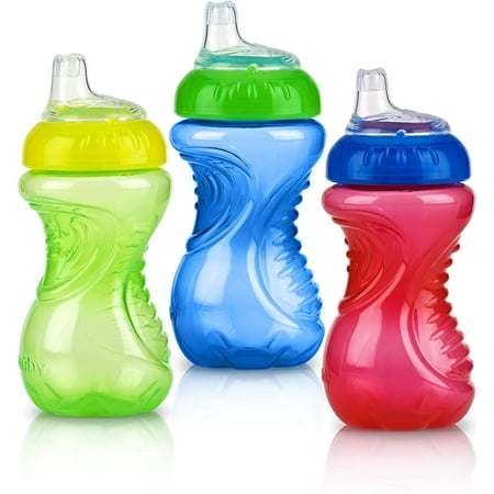 Nuby No-Spill Easy Grip Cup, 10 Ounce Red/Blue/Green 3 Pack