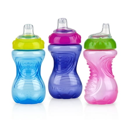 Nuby No-Spill Easy Grip Soft Spout Sippy Cup, Multicolor, 10 fl oz, 3 Count