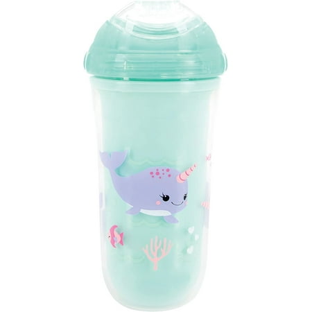 Nuby No-Spill Insulated Cool Sipper, 9 Ounce Pack of 1 Turquoise, Unicorn Whale's