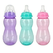 Nuby Non-Drip Standard Neck Baby Bottle, 10 fl oz, 3 Count, Multicolor Bottles