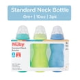 thumbnail interactive-video image 1 of Nuby Non-Drip Standard Neck Bottle for Infants, 10 fl oz, 3 Count, Multicolor Bottles, 1 of 12