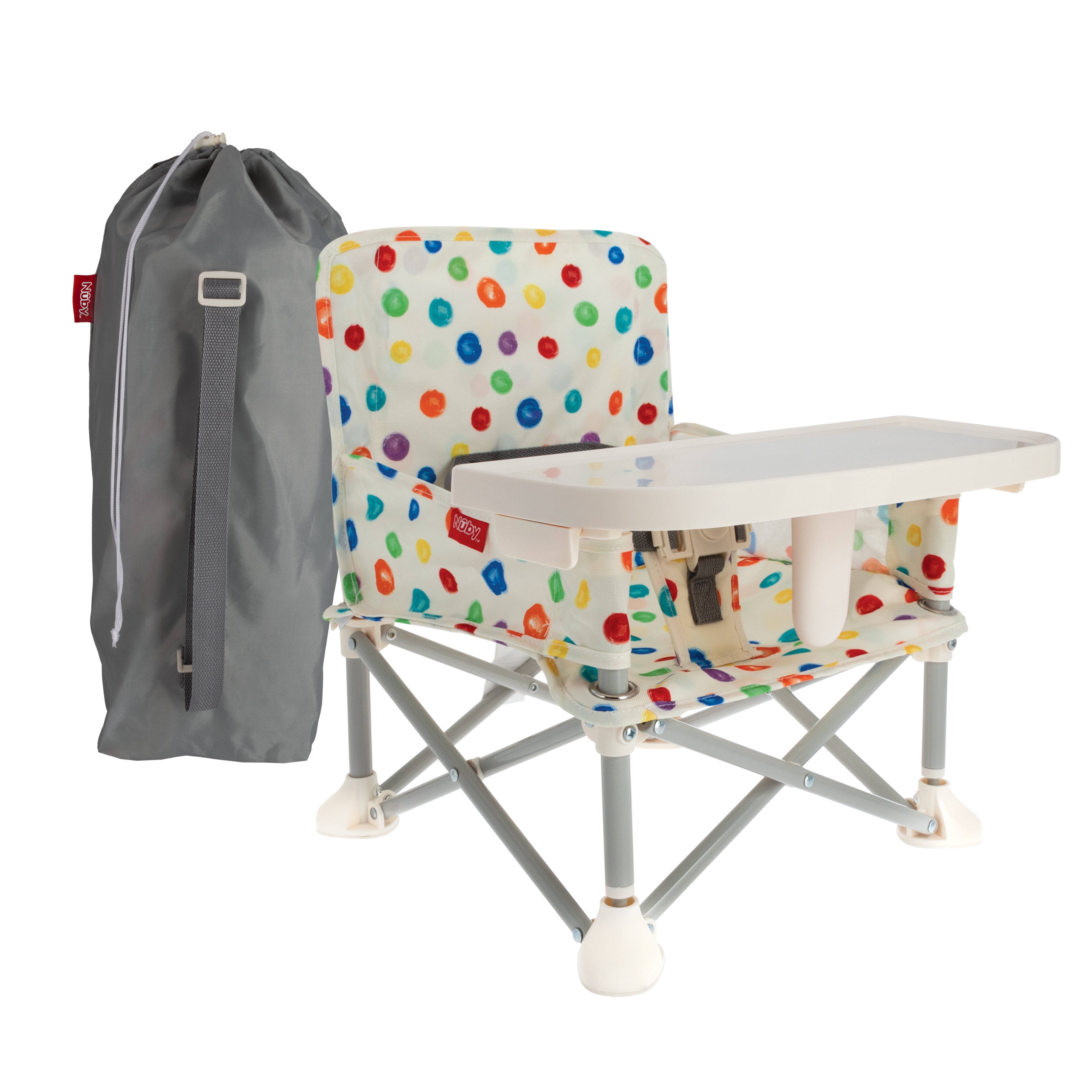 Nuby Pop-Up Portable Booster Seat with Removable Tray, Circles