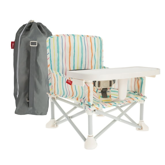 Nuby Pop-Up Portable Booster Seat with Removable Tray, Stripes