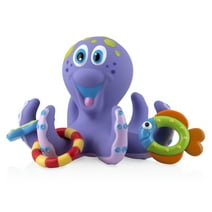 Nuby Purple Octopus Hoopla Bath Toy with 3 Tossing Rings for Baby