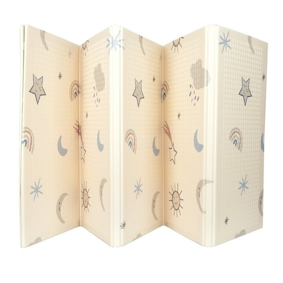Nuby Reversible & Foldable Baby Playmat, Stars and Sky Design, 77"x58", Non-Slip, Easy Clean