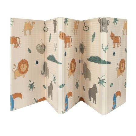 Nuby Reversible and Foldable Baby Playmat for Floor for Infants, Safari