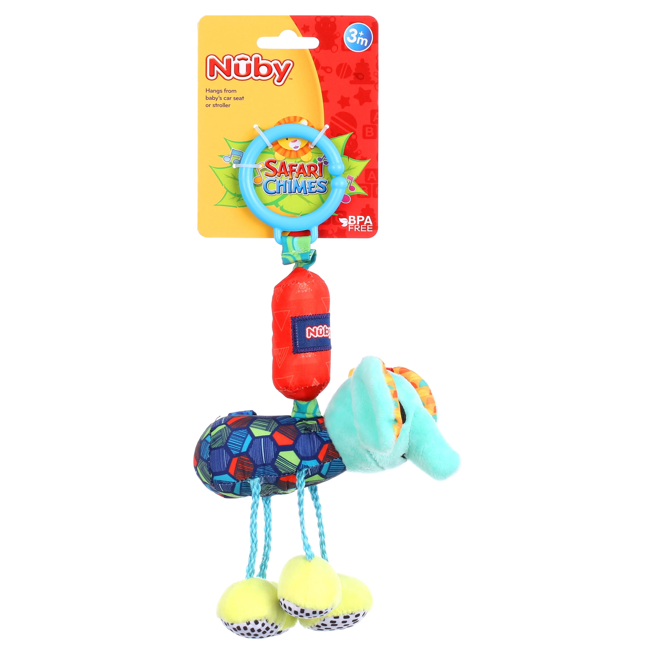 Nuby Safari Chimes Plush Toy for Babies with C Hook Ring Colorful Elephant Design Walmart