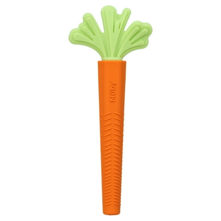 Nuby Sensory Silicone Carrot Baby Tube Teether Toy for 3+ Months