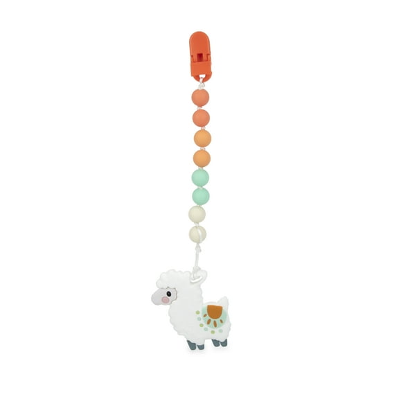 Nuby Silicone Pacifinder Clip with Teether Toy, Llama