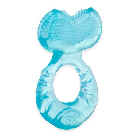 Nuby Silicone Teethe-EEZ Teether with Bristles, Includes Hygienic Case, Blue