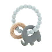 Nuby Silicone Animal Beaded Teething Ring for Infants, Elephant Design Baby Teether