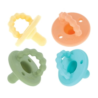 Nuby Softees Pacifier and Teether for Babies, 4 Pack Infant Pacifiers