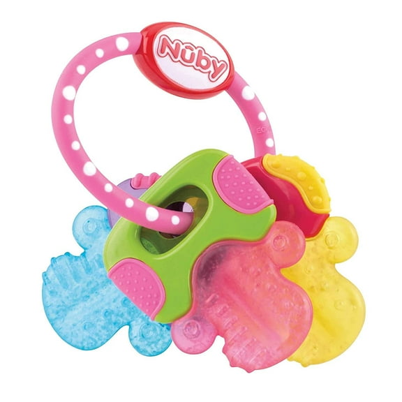 Nuby Soothing Teether, IcyBite Keys, 3+ Months, Perfectly Pink, 1 Teether