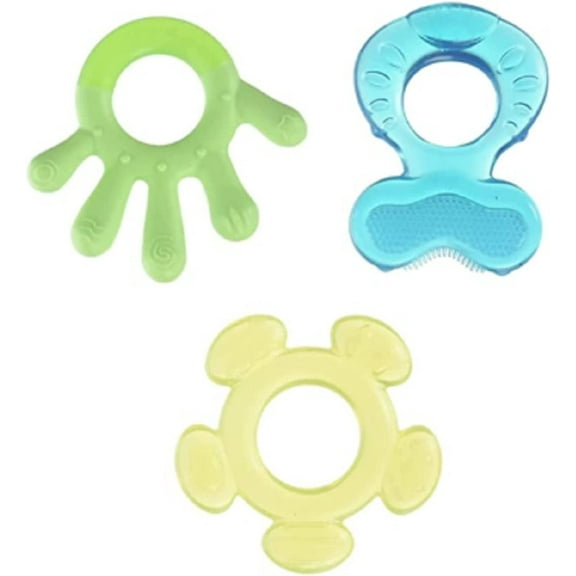 Nuby Soothing Teether Set, 3 Pack, Green/Blue/Yellow BOY