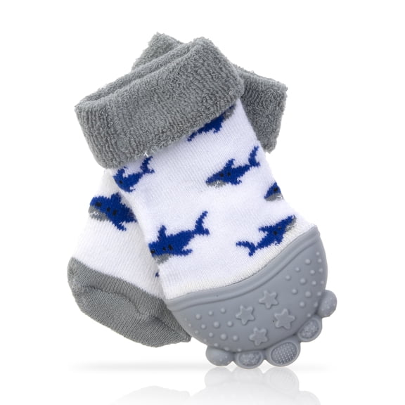 Nuby Soothing Teether Sock, Grey Shark, 5" A. Grey Sharks 5 Inch (Pack of 1)