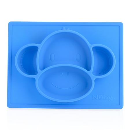 Nuby Sure Grip Animal Placemat, Blue Monkey