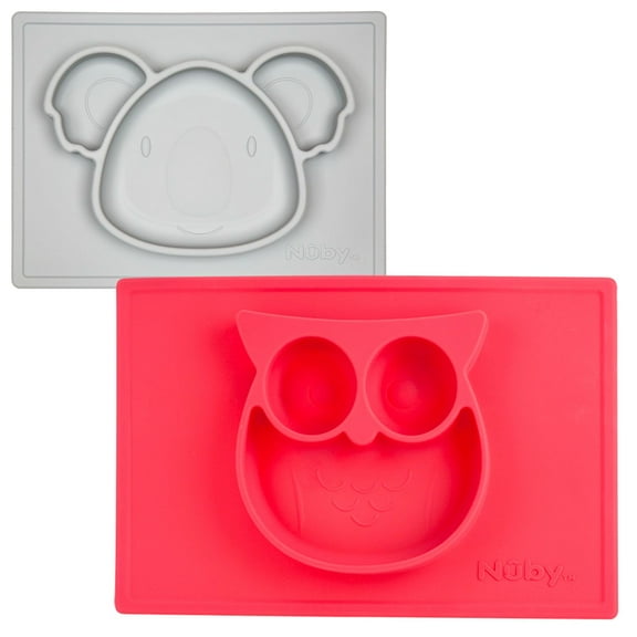 Nuby Sure Grip Miracle Mat, 2 Pack   Red Owl & Gray Koala