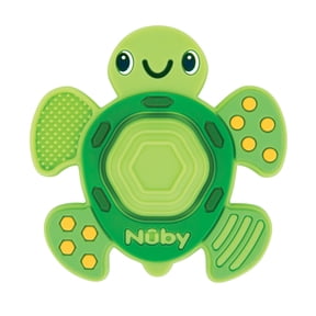 Nuby Teethe N' Pop Sensory Play Teether for Infants, Green Turtle Baby Teether