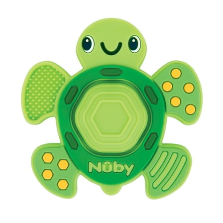 Nuby Teethe N' Pop Sensory Play Teether for Infants, Green Turtle Baby Teether