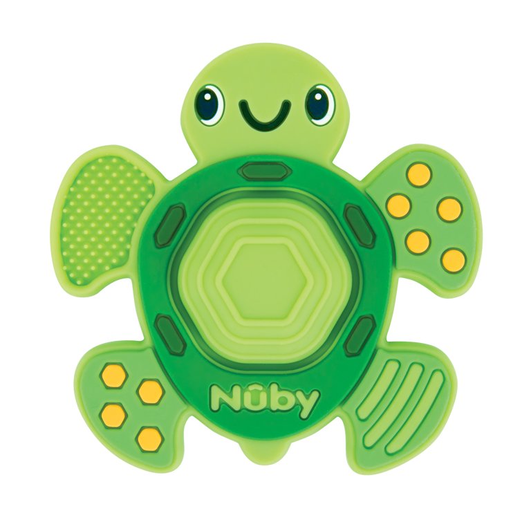 Nuby Teethe N' Pop Sensory Play Teether for Infants Green Turtle