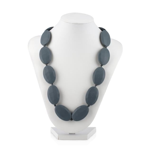 Nuby Teething Trends Oval Beads Necklace, Gray