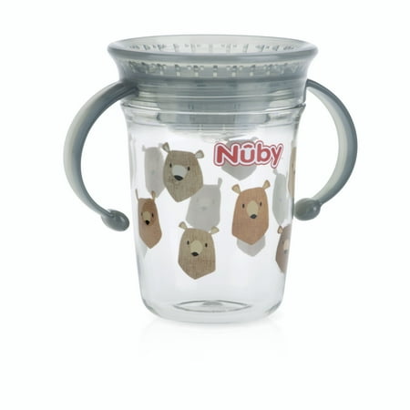 Nuby Tritan 8oz Two Handle Wonder Cup with Hygienic Cover, Bears