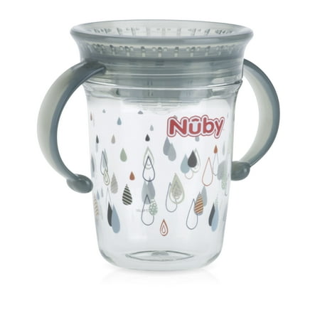 Nuby Tritan 8oz Two Handle Wonder Cup with Hygienic Cover, Raindrops