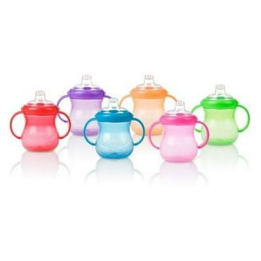 Nuby Two-Handle Flip N' Sip Straw Cup, 8 Ounce, Green