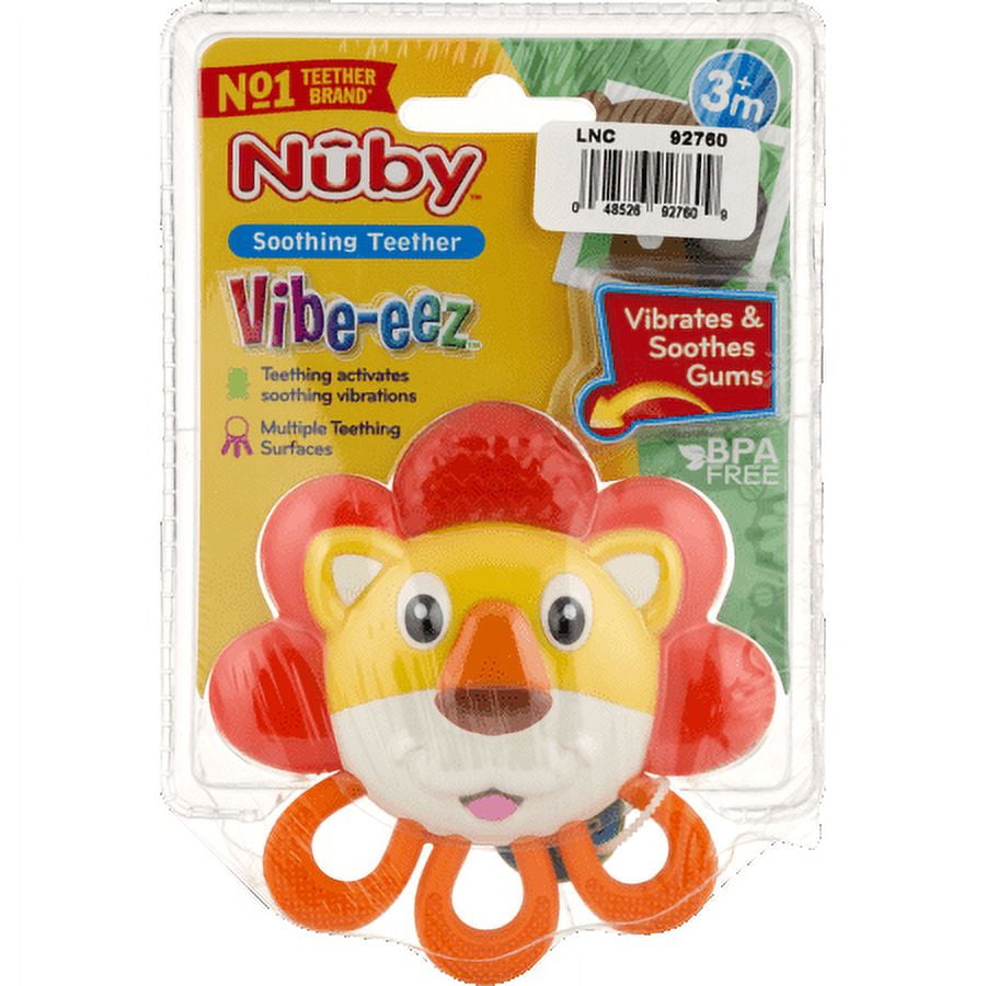 Nuby Vibe-eez Soothing Lion Teether for Months and Up, BPA Free