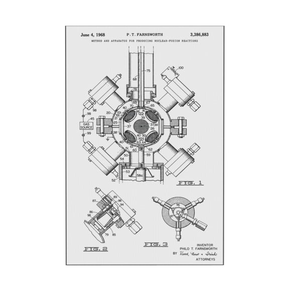 Nuclear Fusion Reactor Blueprint Canvas Wall Art Industrial Patent Print For Living Room Bedroom Office Study 12*18in