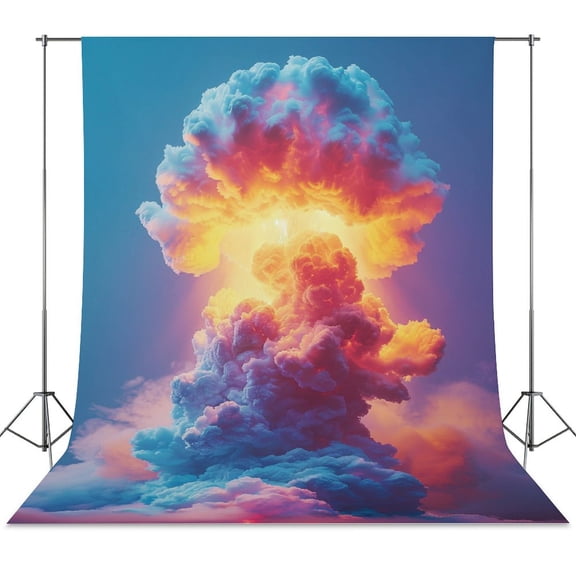 Nuclear Mushroom Cloud Backdrop Background for Photography Photo Booth Backdrop for Photoshoot Background Screen Video Recording Parties Curtain
