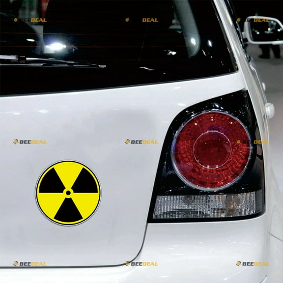 Nuclear Radiation Radioactive Warning Round Car Magnet Magnetic Sticker Decal - 2 Pack Reflective 4" - for Truck Door Fridge Reusable Waterproof