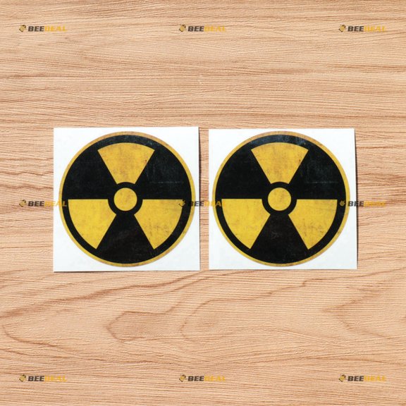 Nuclear Radiation Radioactive Zombie Decal Sticker Vinyl Round - Grunge Subdued Vintage - 2 Pack Glossy, 6 Inches - for Car Laptop Toolbox Window