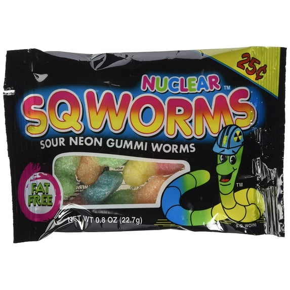 Nuclear Sqworms Gummy Candy, (Pack of 24)