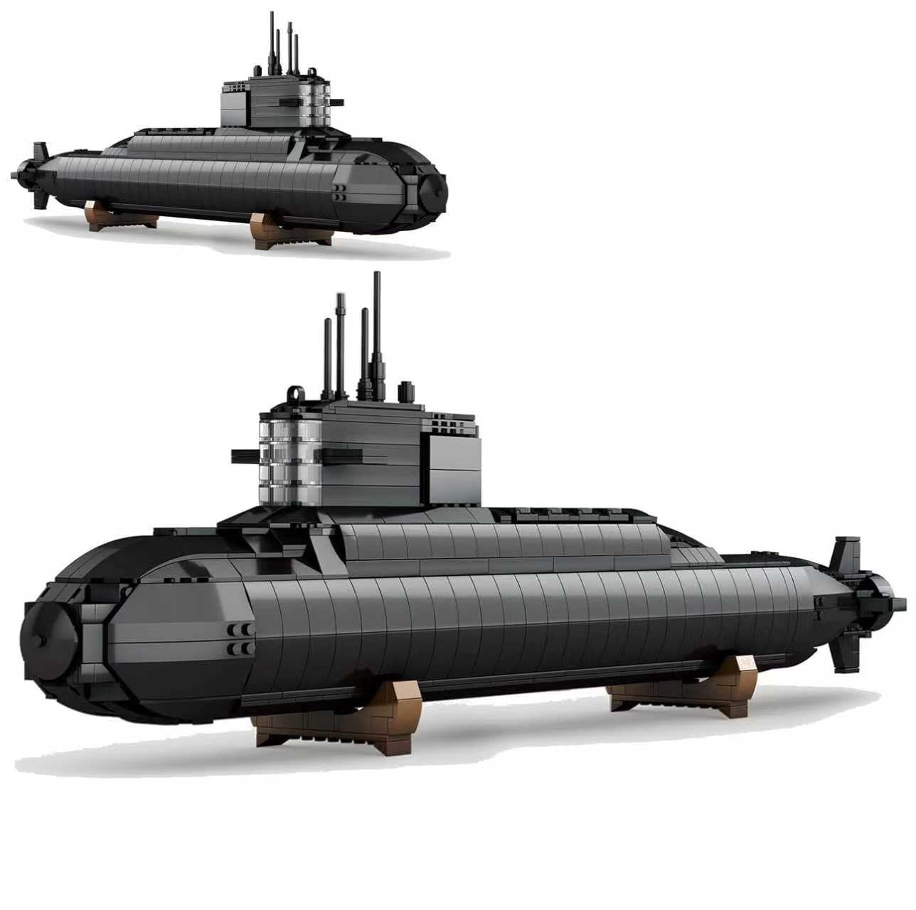 Nuclear Submarine Building Blocks Sets with Lights, Military Type-094 Submarine Model Kits, WW2 Collectible Battleship Construction Toys Decor, Gifts for Adults Boys Teens 14+