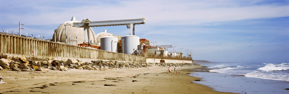 Nuclear power plant on the beach San Onofre Nuclear Power Plant San Diego County California USA Canvas Art - Panoramic Images (36 x 12)