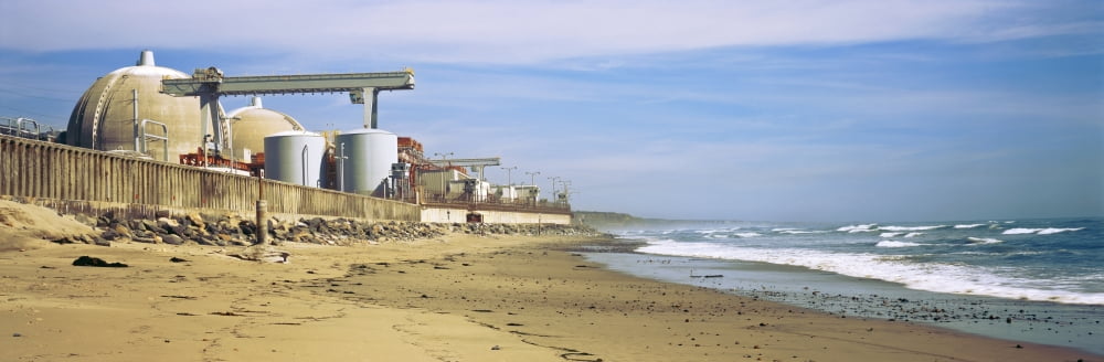 Nuclear power plant on the beach San Onofre Nuclear Power Plant San Diego County California USA Canvas Art - Panoramic Images (36 x 12)