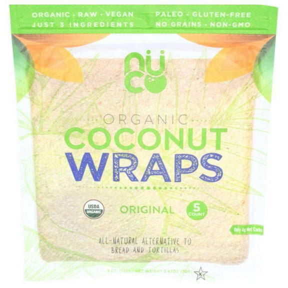 Nuco Organic Coconut Wraps Original 5 Wraps Pack of 2
