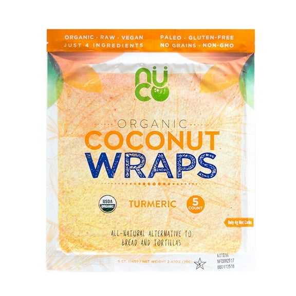 Nuco Organic Coconut Wraps Turmeric 5 Wraps Pack of 2